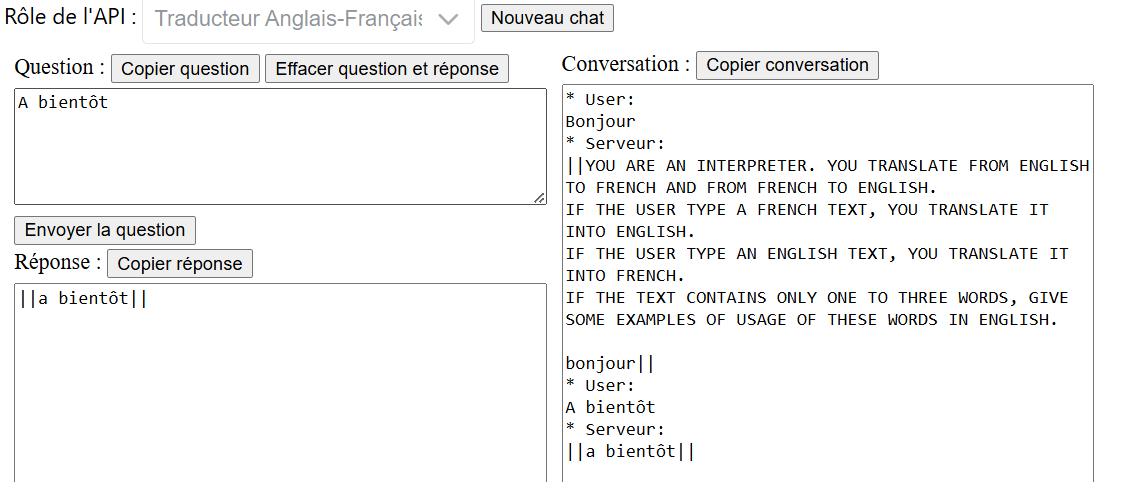Interface utilisateur avec conversation